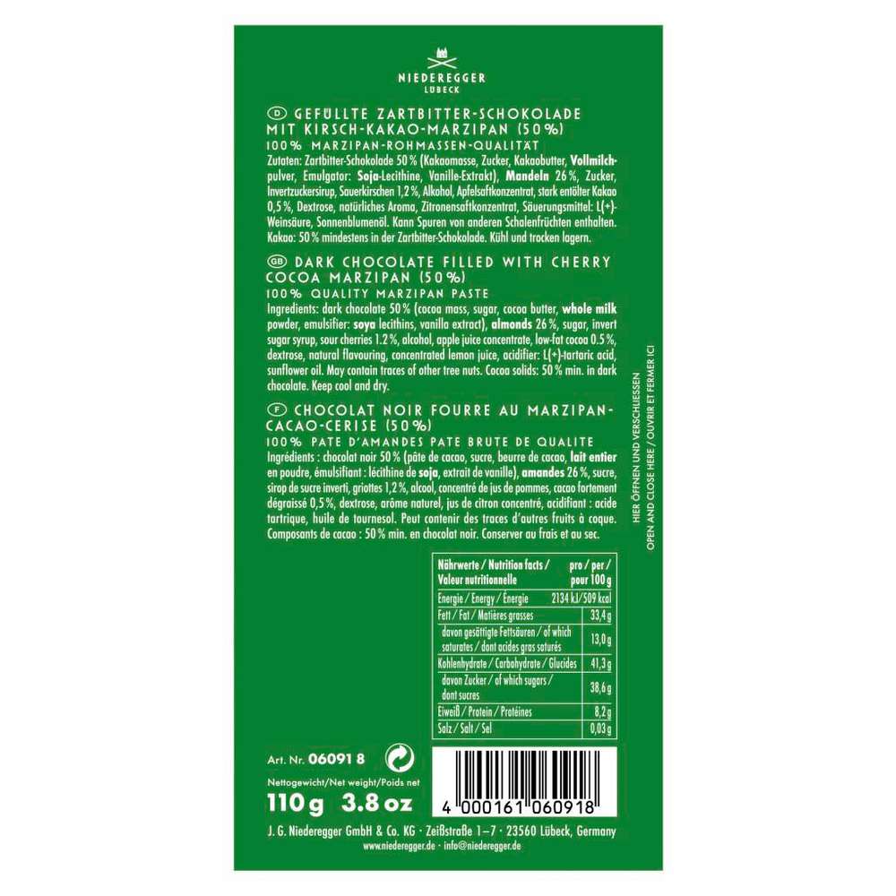 Produktabbildung Niederegger Tafelschokolade Schoko/Kirsch/Marzipan
