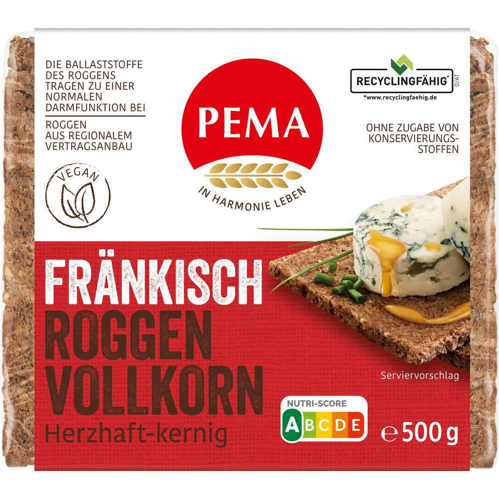 Produktabbildung PEMA Fränkisch Roggen-Vollkornbrot