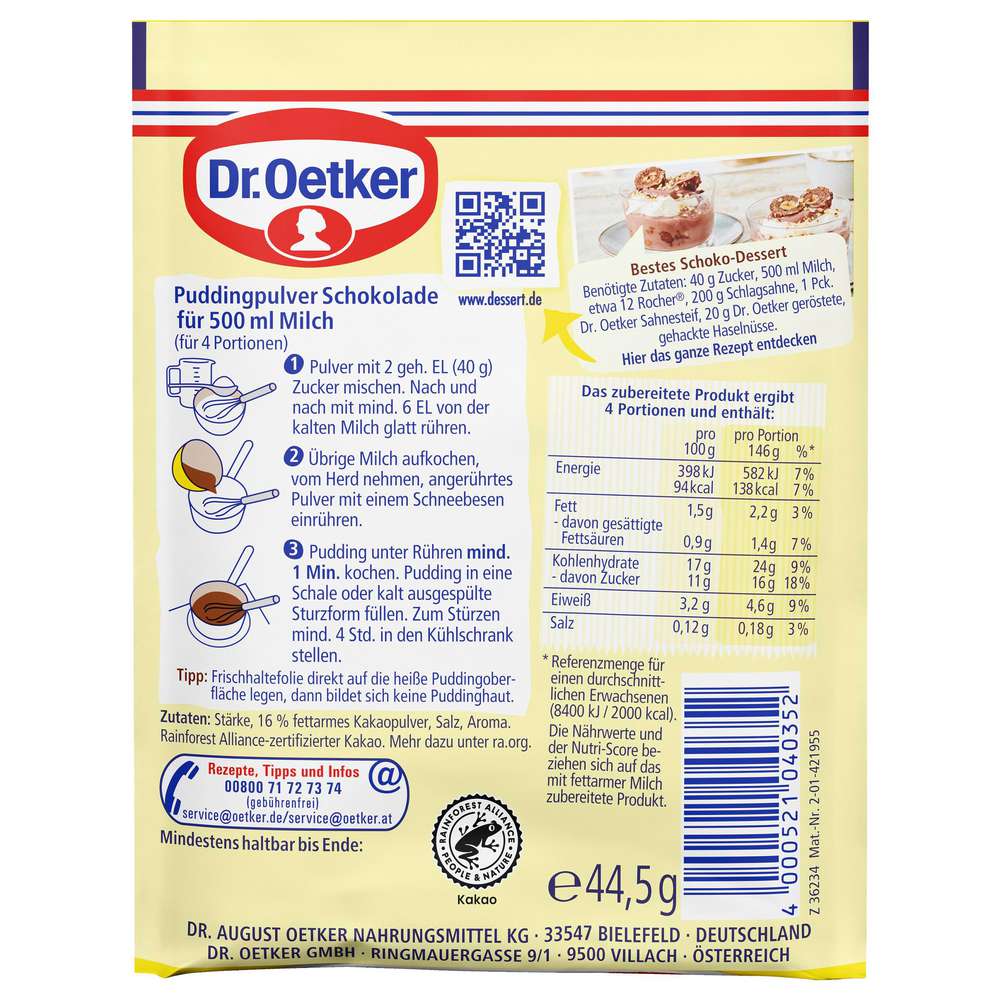 Produktabbildung Dr. Oetker Puddingpulver Schokolade