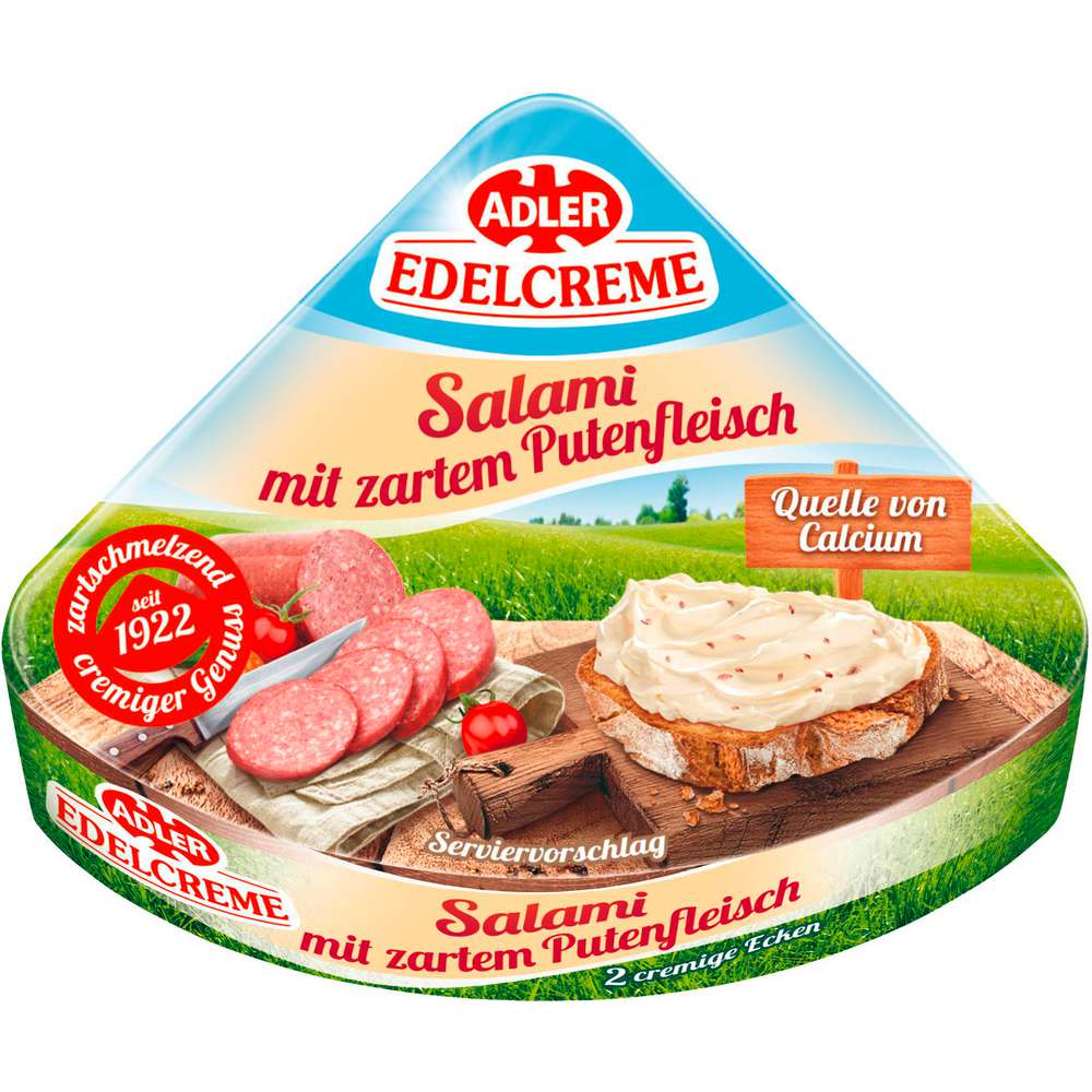 Produktabbildung Adler Schmelzkäse, Edelcreme, Salami 