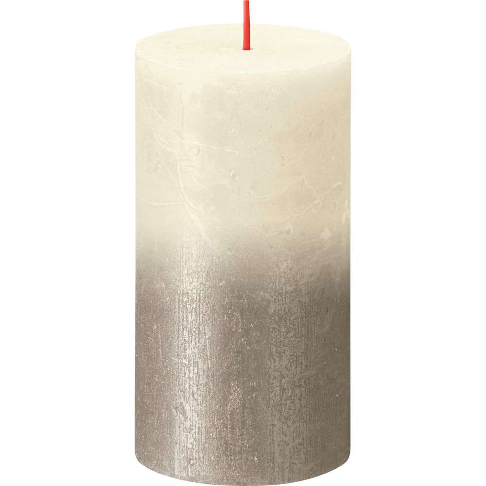 Produktabbildung Bolsius Stumpenkerze Rustik, weiche perle + champagner