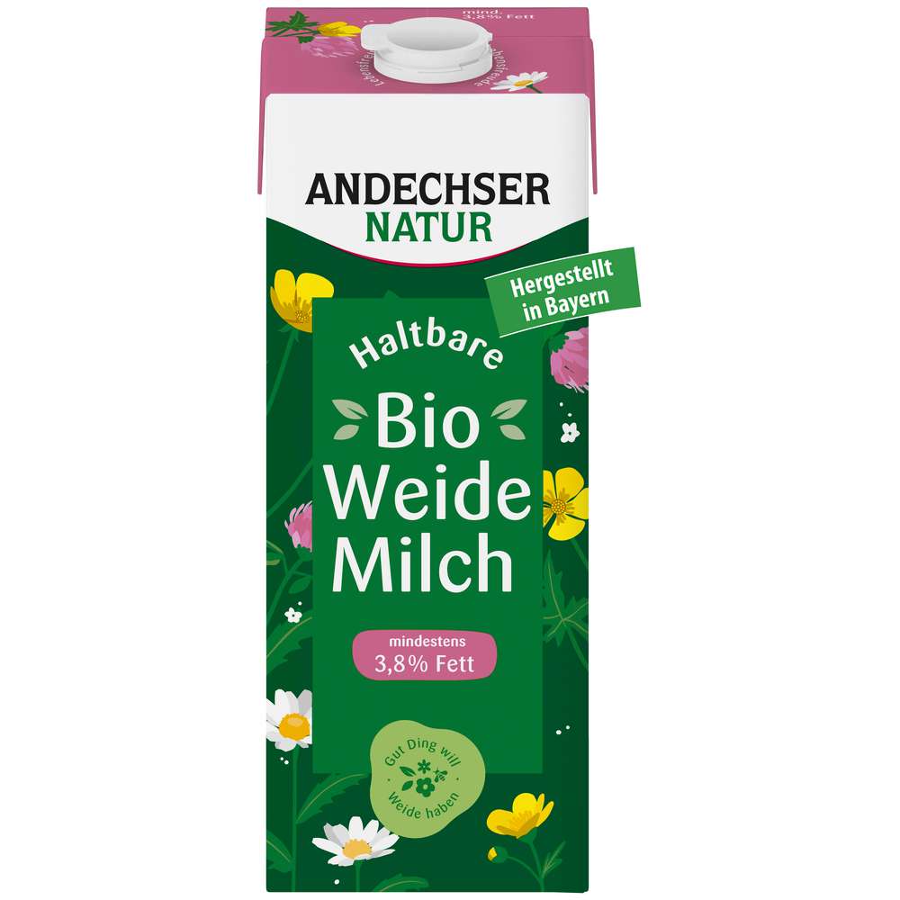 Produktabbildung Andechser Bio H-Weidemilch 3,8 %