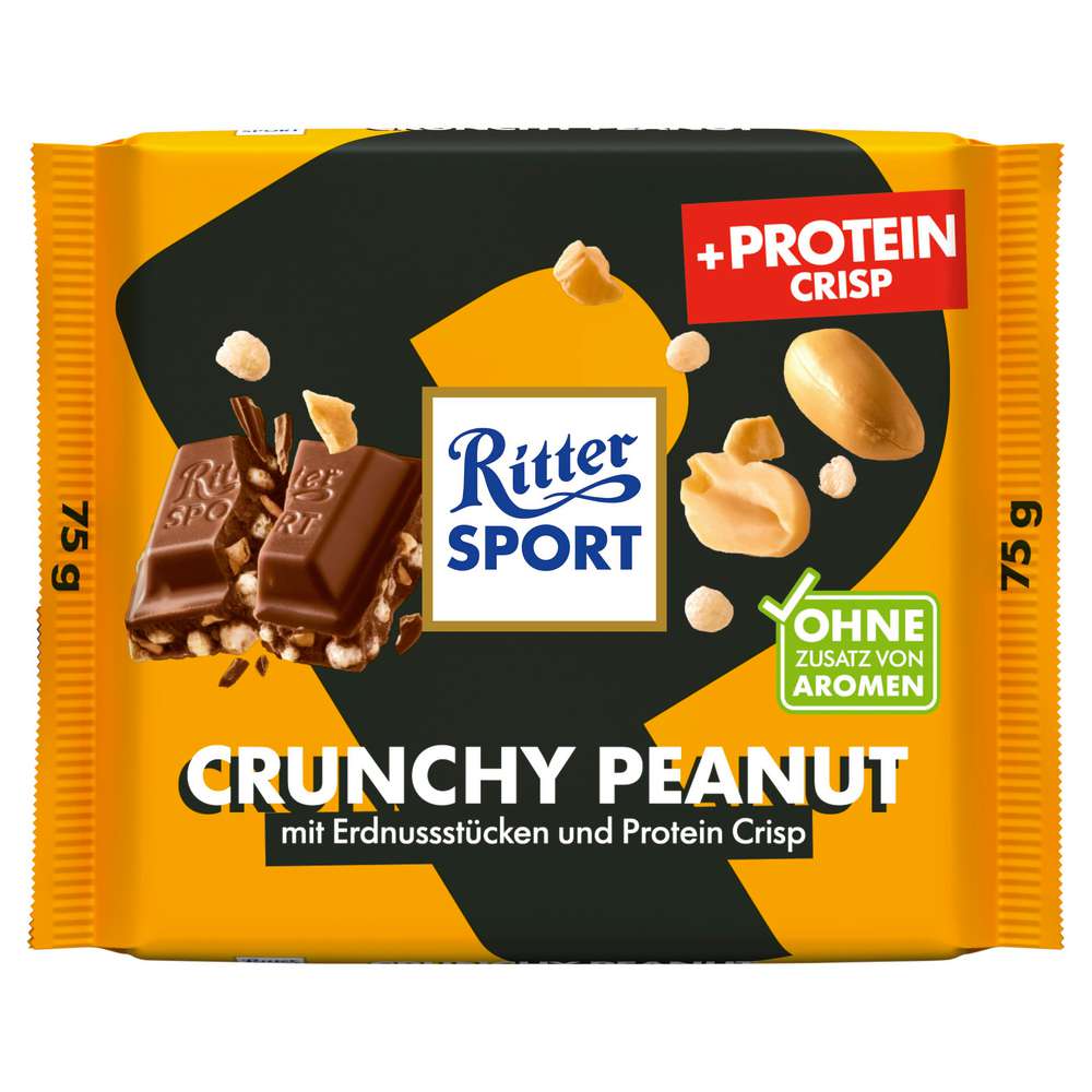 Produktabbildung Ritter Sport Tafelschokolade + Protein Crisp, Crunchy Erdnuss 