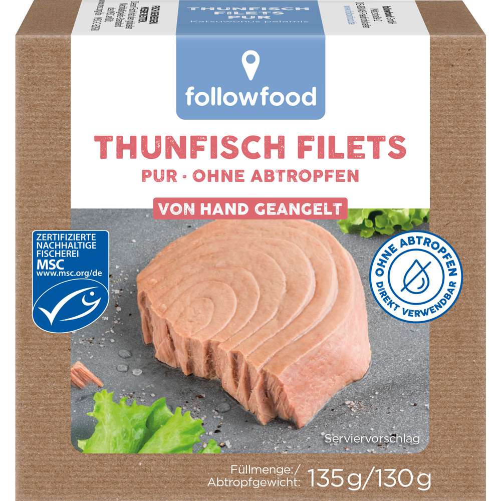 Produktabbildung followfood MSC Thunfisch Filets Pur