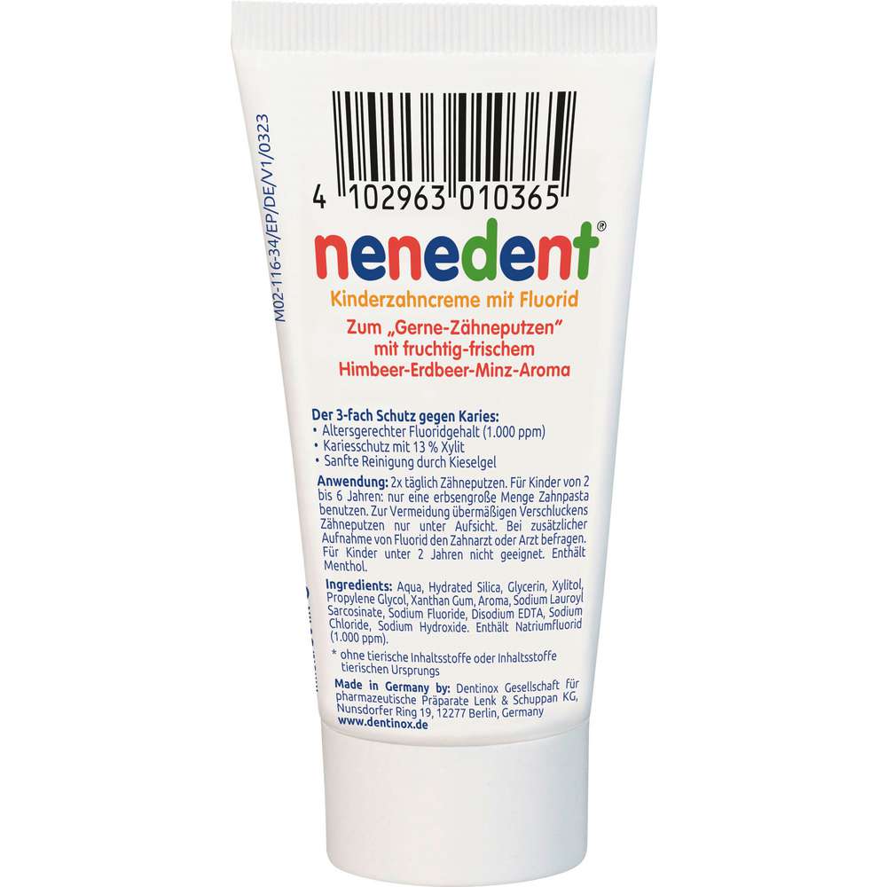 Produktabbildung Nenedent Kinder Zahncreme mit Fluorid
