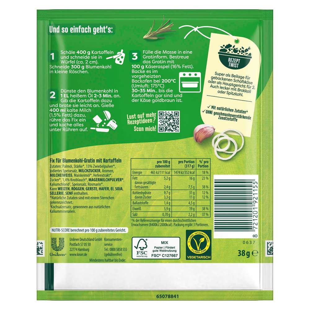 Produktabbildung Knorr Fix-Würzmischung, Blumenkohl Auflauf mit Kartoffeln