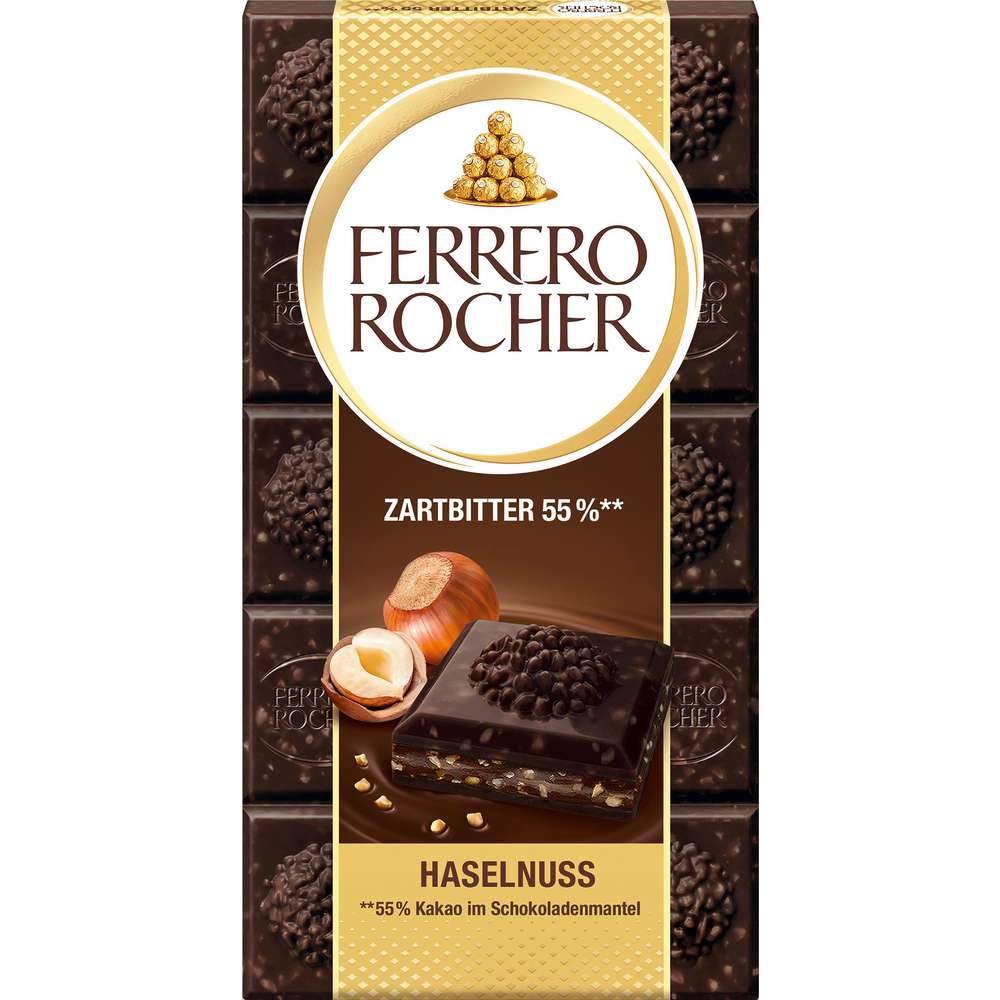 Produktabbildung Ferrero Rocher Tafelschokolade, zartbitter, Haselnuss