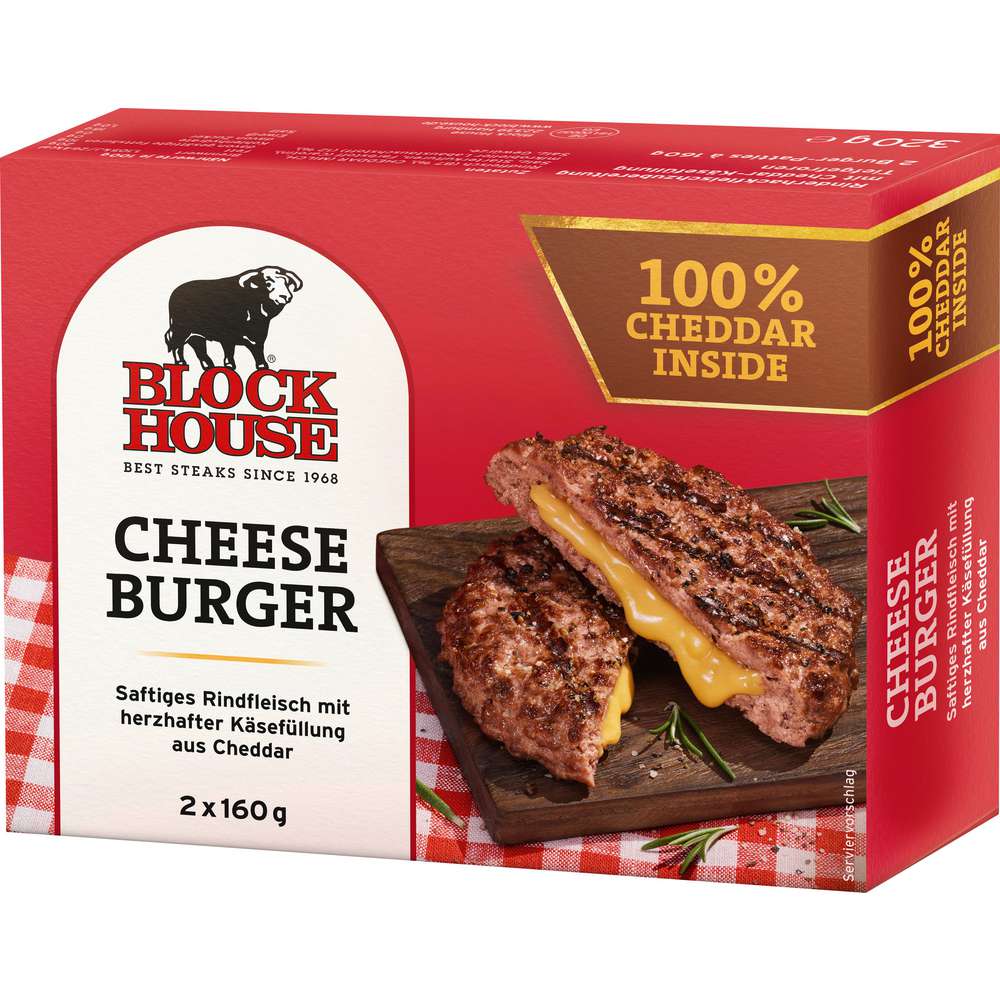 Produktabbildung Block House Cheese Burger, Rindfleisch, 2x160g