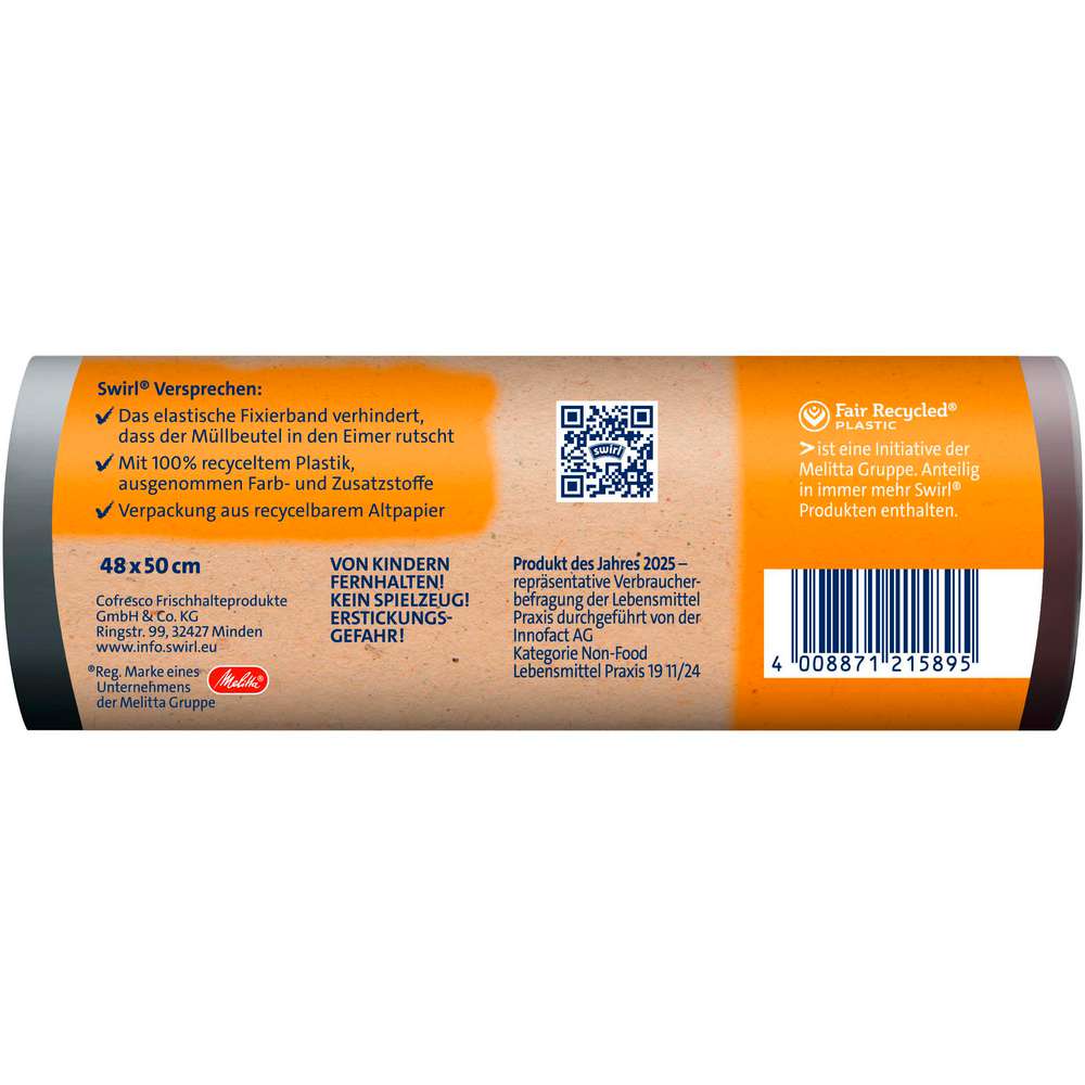 Produktabbildung Swirl Müllbeutel mit Fixierband, 20 l reißfest & dicht