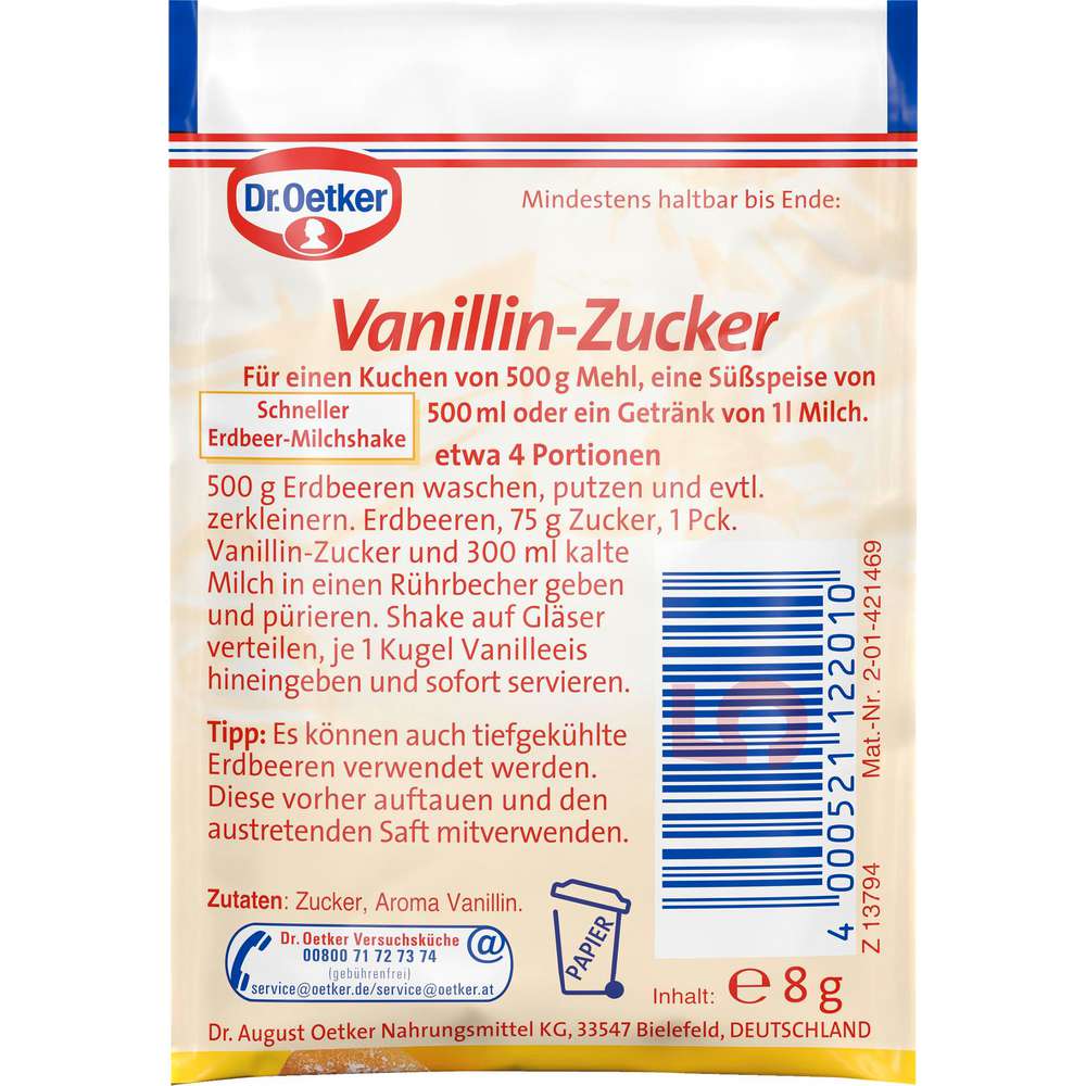 Produktabbildung Dr. Oetker Vanillin Zucker