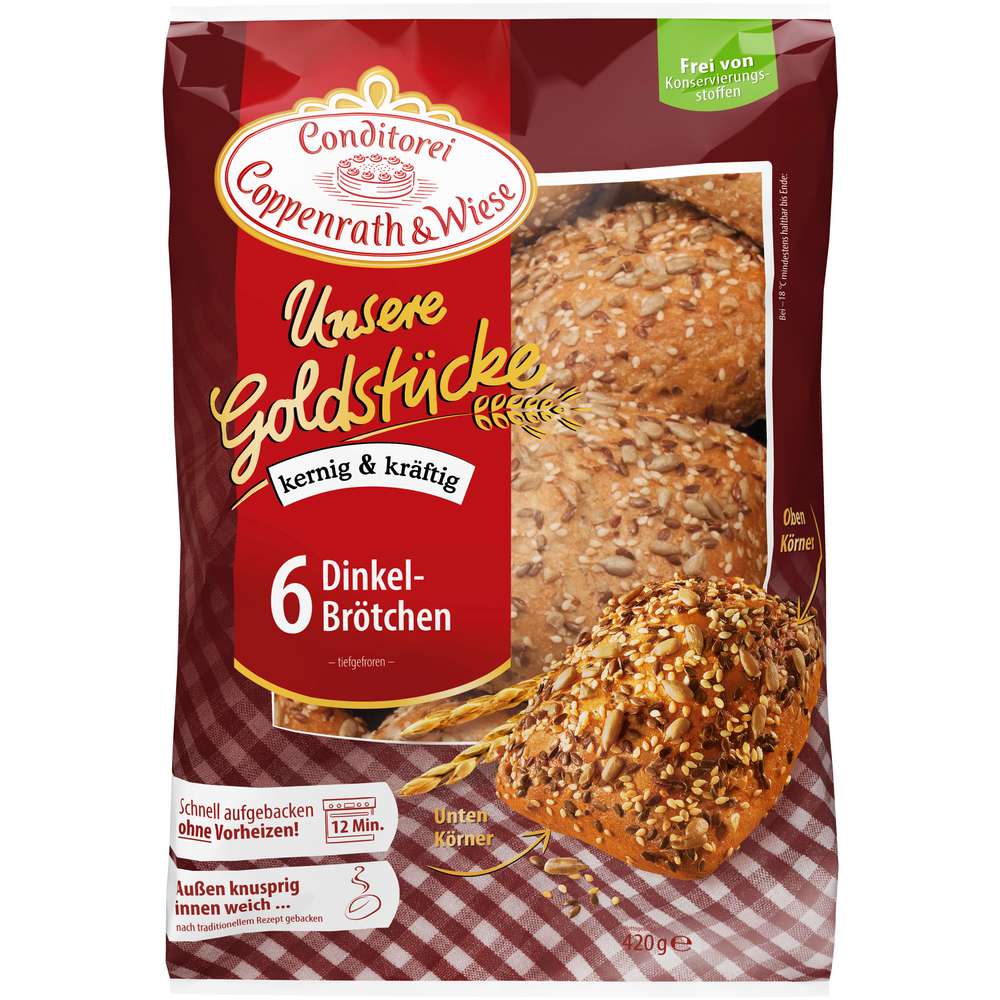 Produktabbildung Conditorei Coppenrath & Wiese Dinkelbrötchen kernig & kräftig, tiefgekühlt