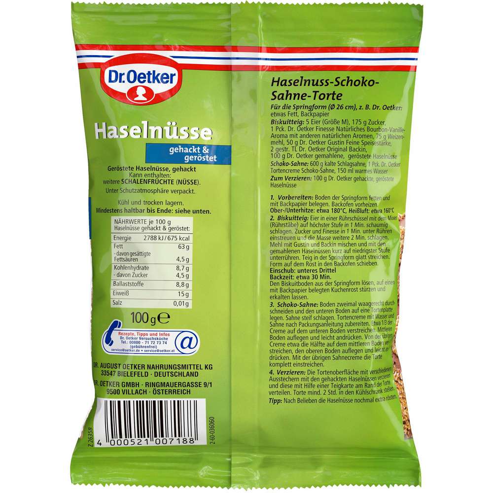 Produktabbildung Dr. Oetker Haselnüsse, gehackt