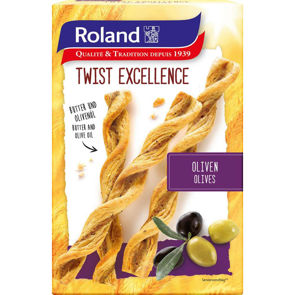 Produktabbildung Roland Gebäckstangen Twist, Oliven