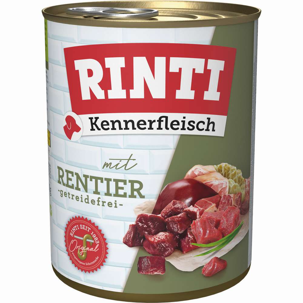 Produktabbildung Rinti Hunde-Nassfutter Kennerfleisch Rentier