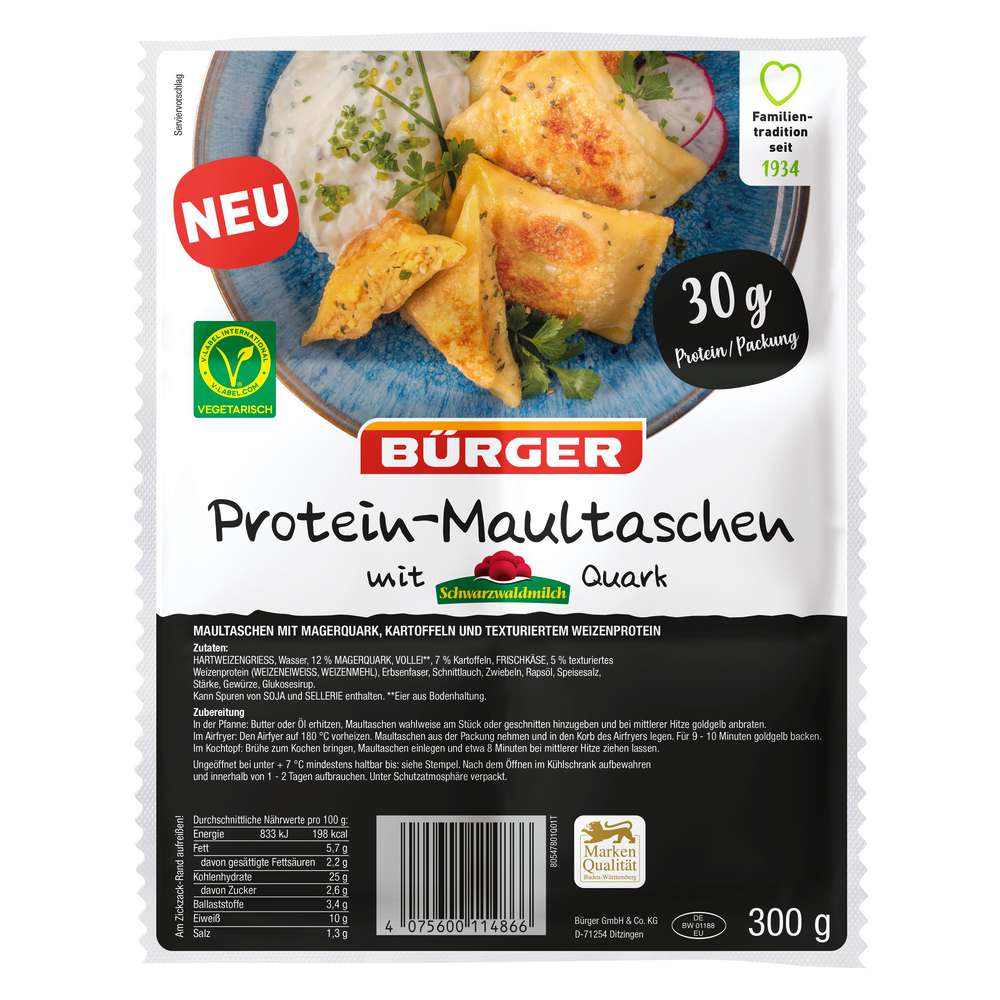 Produktabbildung Bürger Protein Maultaschen