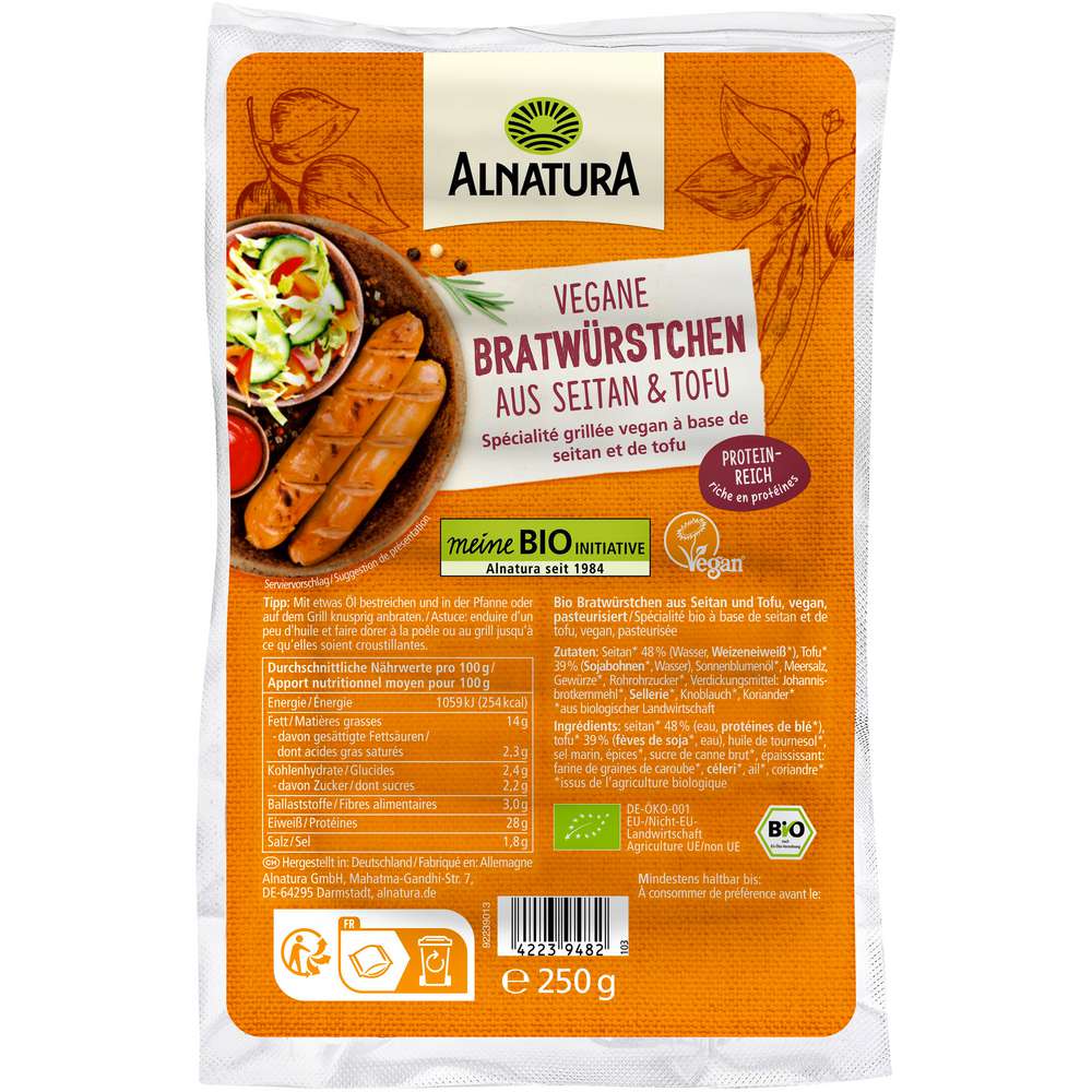 Produktabbildung Alnatura Bio Bratwürstchen aus Seitan & Tofu