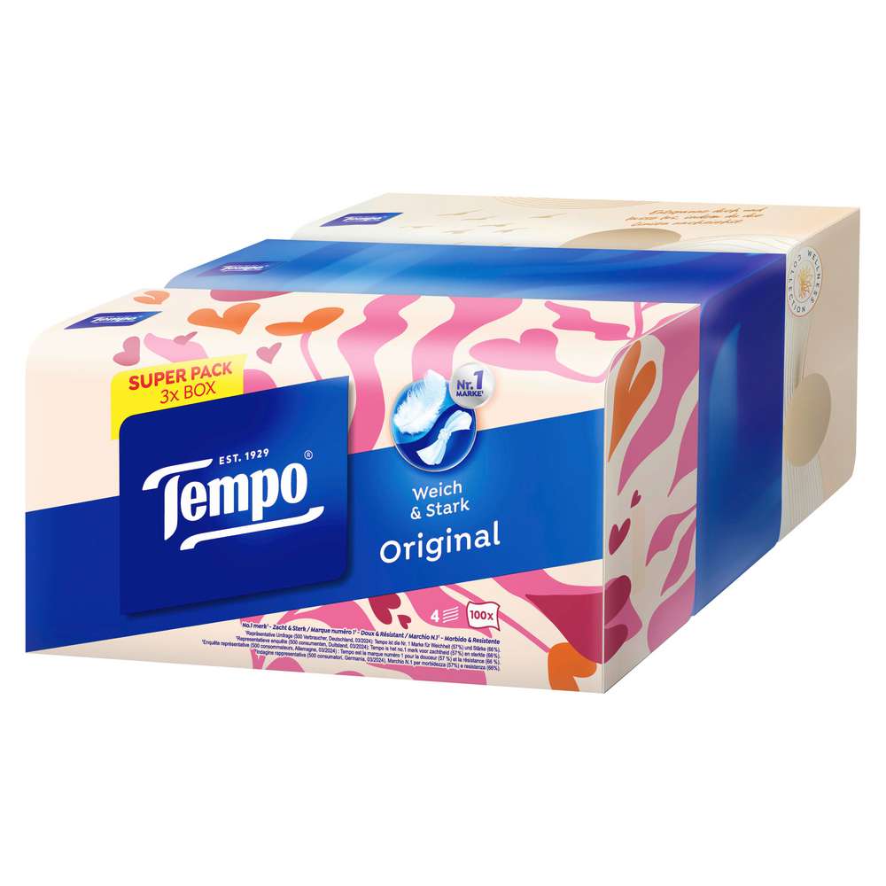 Produktabbildung Tempo Taschentücher Box, Trio