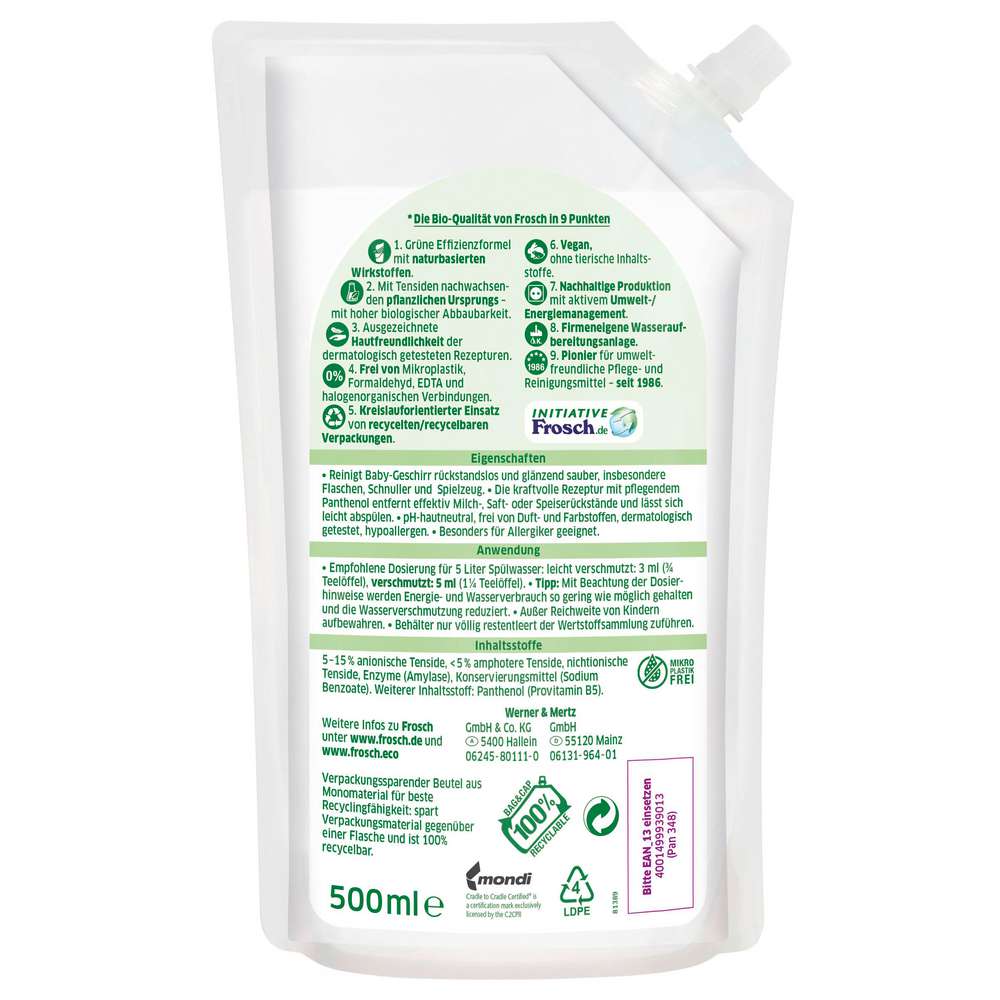 Produktabbildung Frosch Geschirrspülmittel Baby, Spül-Reiniger im Nachfüllbeutel