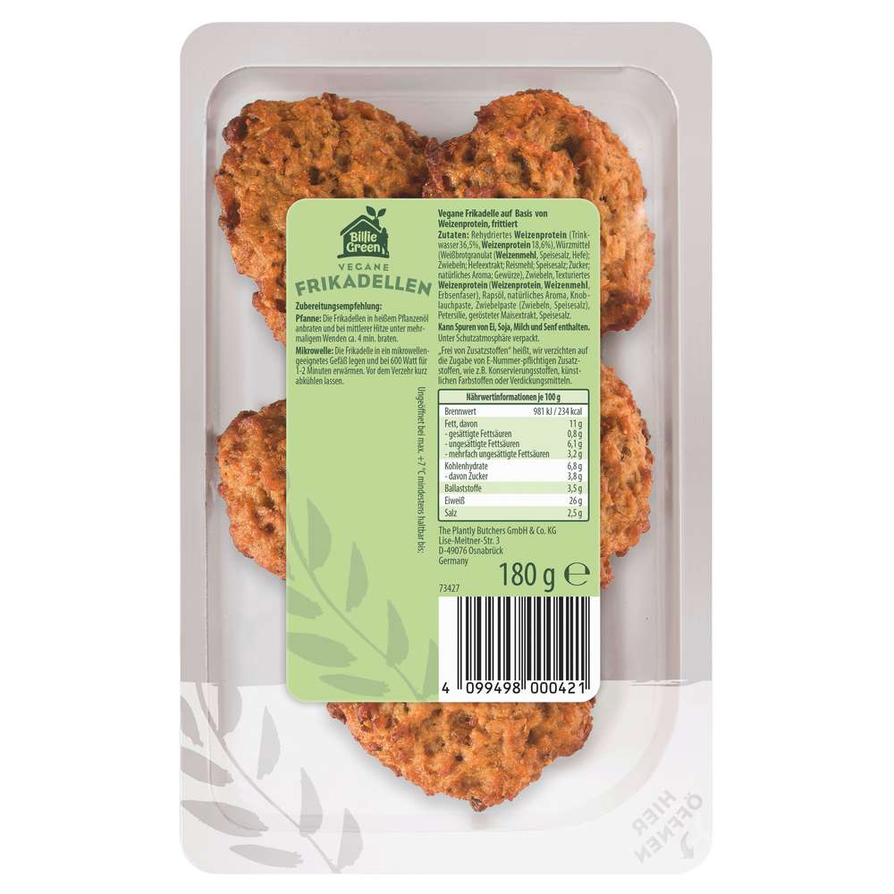 Produktabbildung Billie Green Vegane Frikadellen