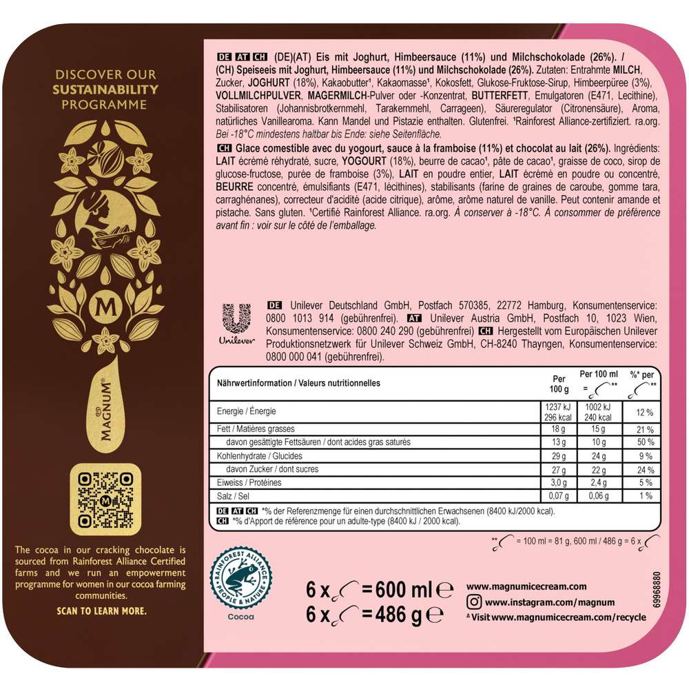 Produktabbildung Magnum Stiel-Eis, Yoghurt/Raspberry