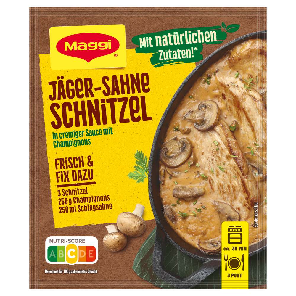 Produktabbildung Maggi Gewürzmischung Fix, Jäger-Sahne-Schnitzel 100 % natürliche Zutaten