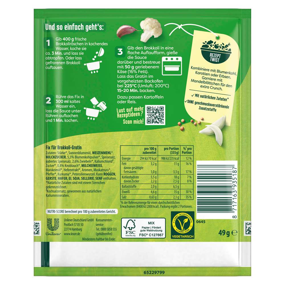 Produktabbildung Knorr Fix-Gewürzmischung, Broccoli-Gratin