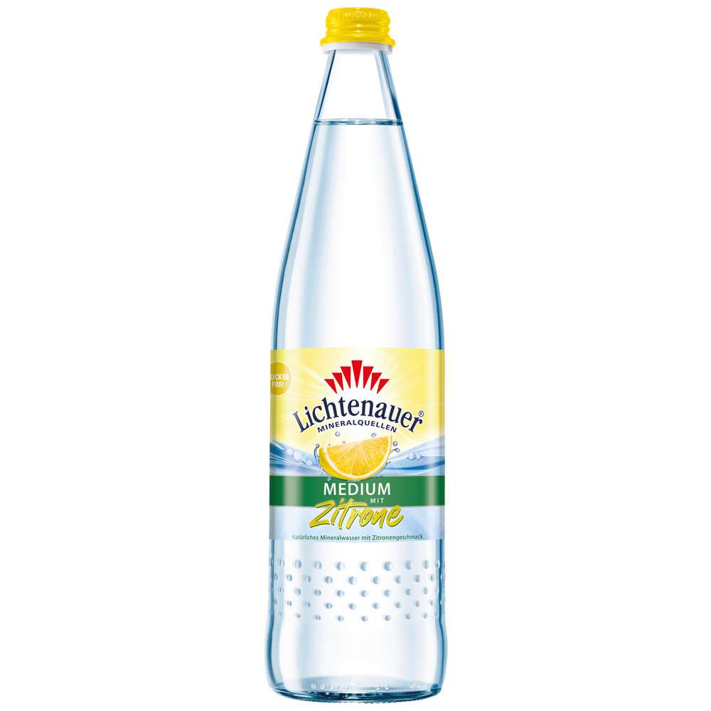Produktabbildung Lichtenauer Mineralwasser Medium mit Zitronengeschmack