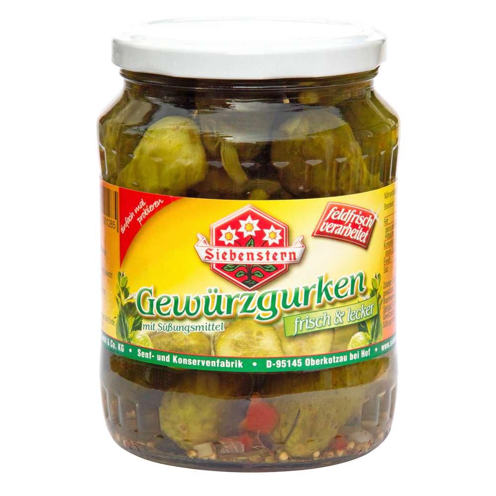 Produktabbildung Siebenstern Gewürzgurken mit Süßungsmittel