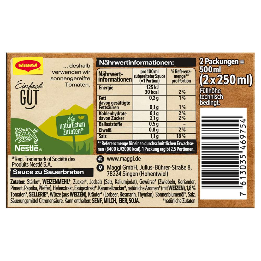 Produktabbildung Maggi Delikatess-Sauce, Sauerbraten
