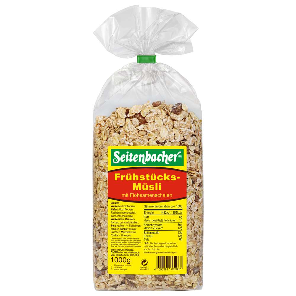 Produktabbildung Seitenbacher Frühstücksmüsli mit Flohsamenschalen