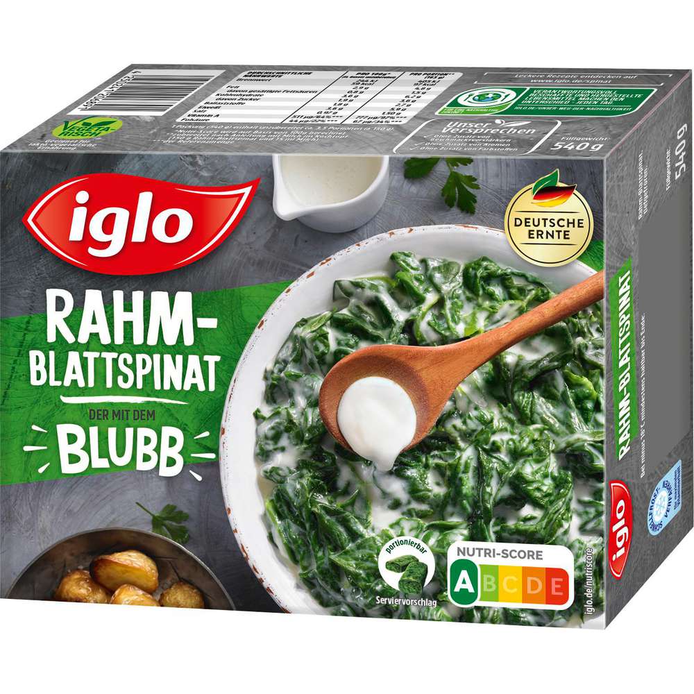 Produktabbildung Iglo Rahm-Blattspinat Blubb
