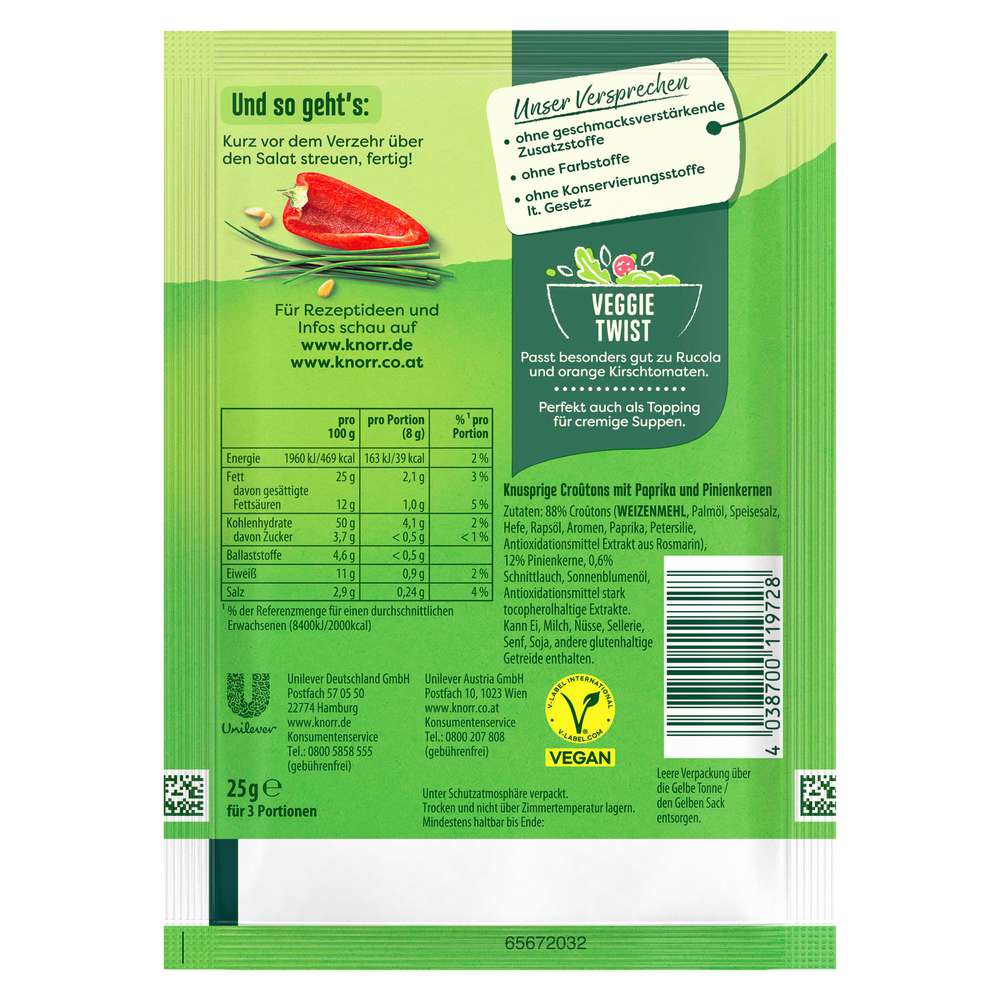 Produktabbildung Knorr Salat Krönung, Croutinos mit Paprika & Pinienkernen