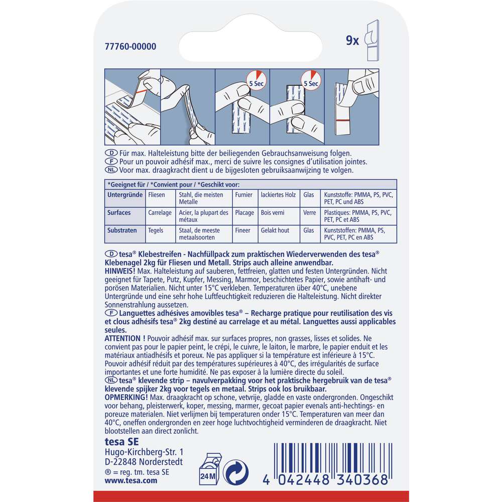 Produktabbildung tesa Powerstrips Klebestreifen Fliesen & Metall