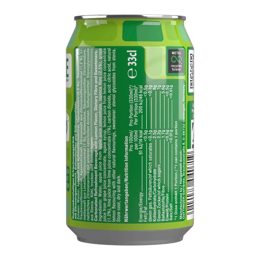 Produktabbildung OE Limonade Bubbly Lemon, mit Ballaststoffen