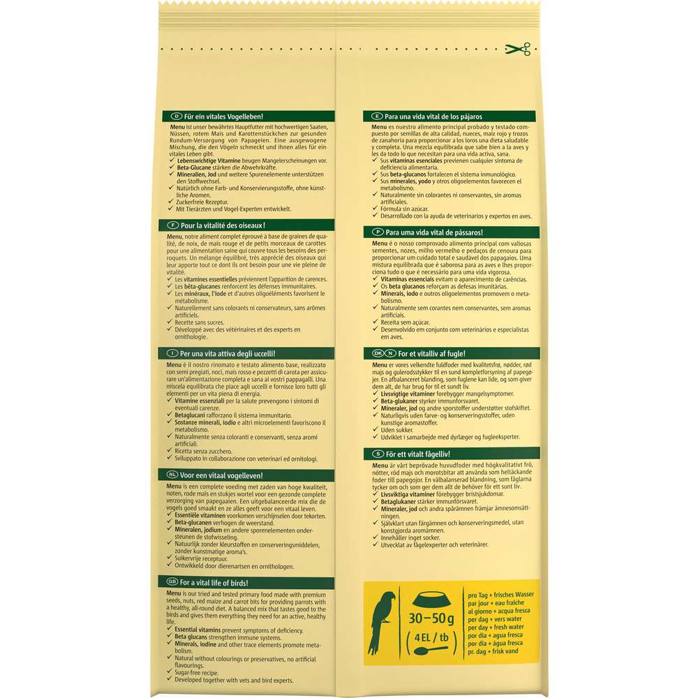 Produktabbildung Vitakraft Papagei-Futter, Menü