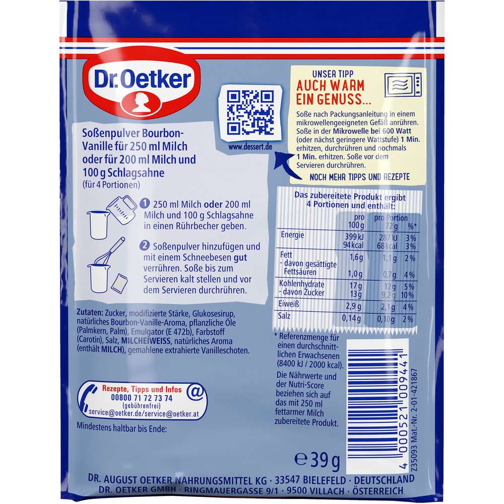 Produktabbildung Dr. Oetker Dessert-Soße ohne Kochen, Bourbon-Vanille