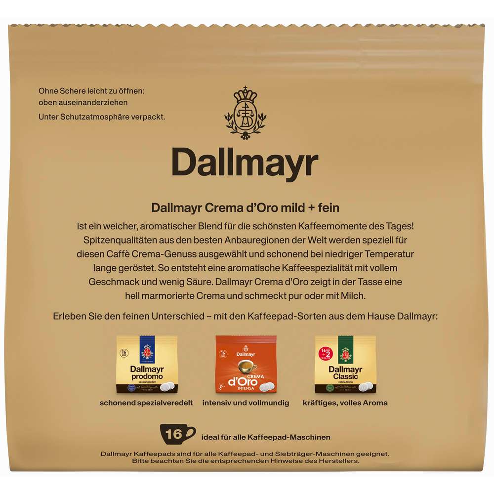 Produktabbildung Dallmayr Kaffeepads Crema d'Oro, mild & fein