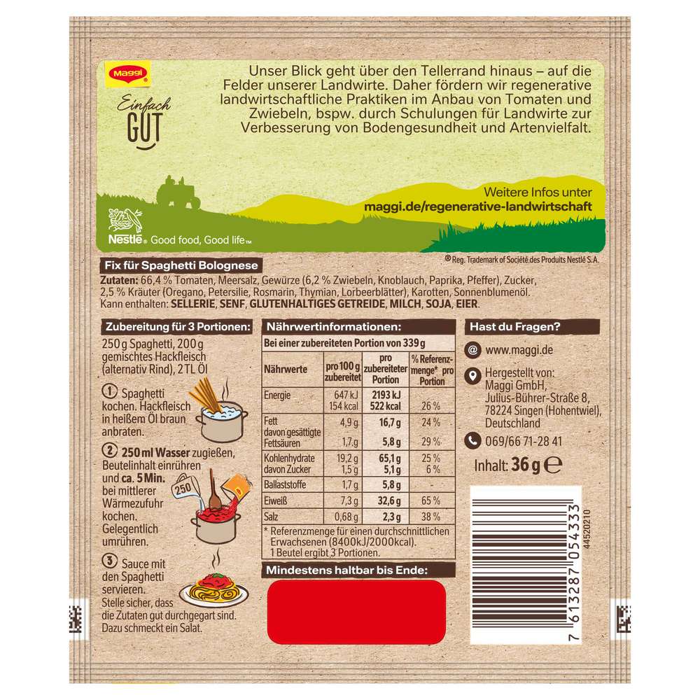 Produktabbildung Maggi Gewürzmischung Fix, Spaghetti Bolognese 100 % natürliche Zutaten