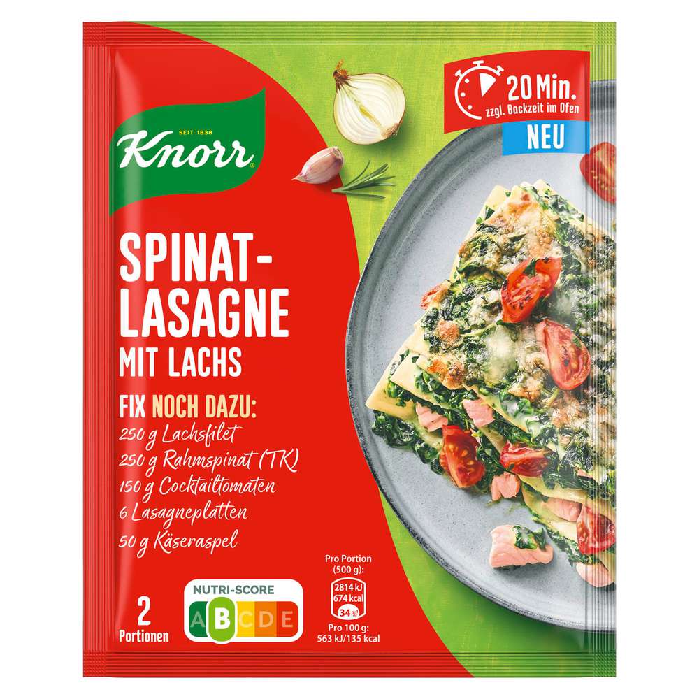 Produktabbildung Knorr Fix-Würzmischung, Spinat-Lachs Lasagne