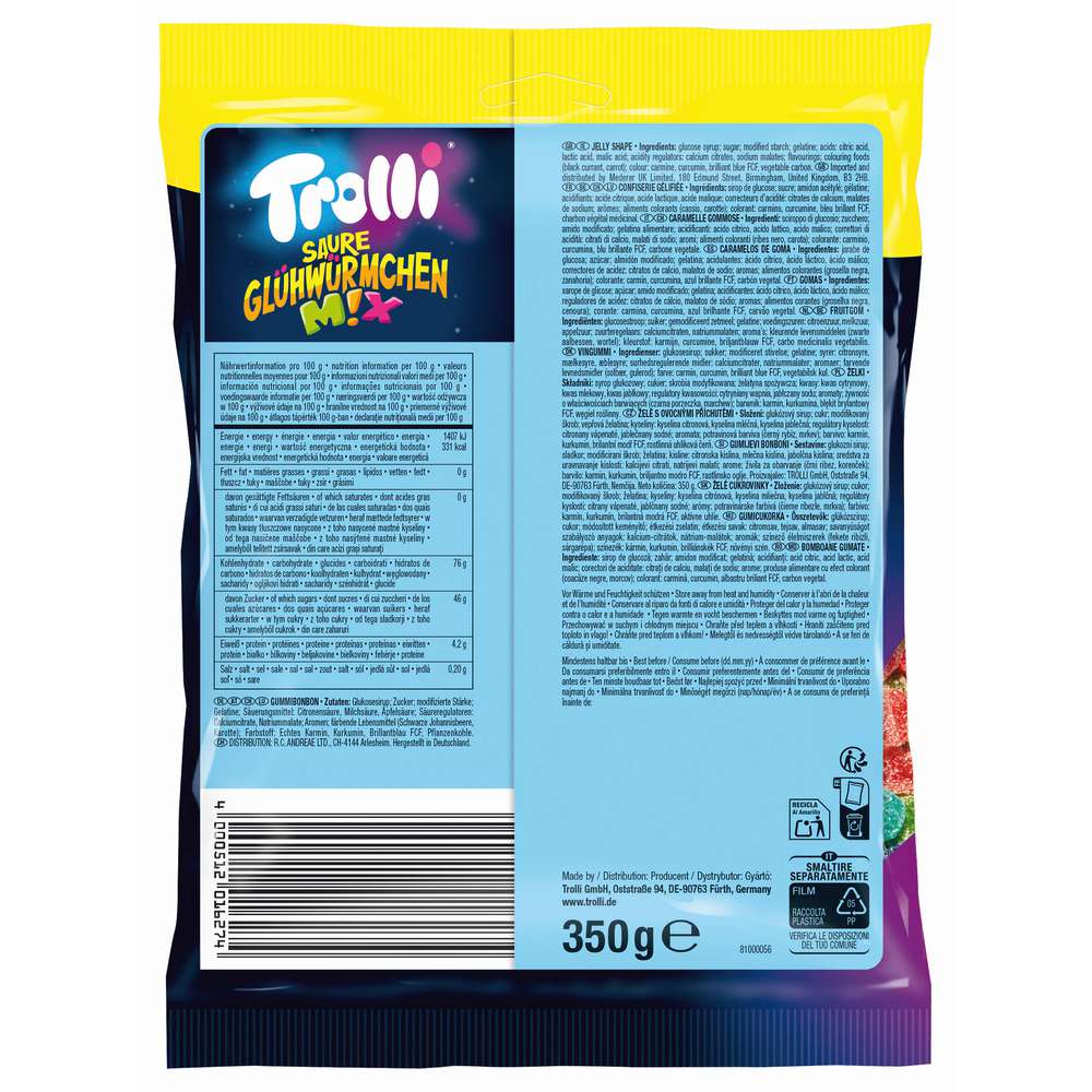 Produktabbildung Trolli Fruchtgummi Saure Glühwürmchen-Mix XXL
