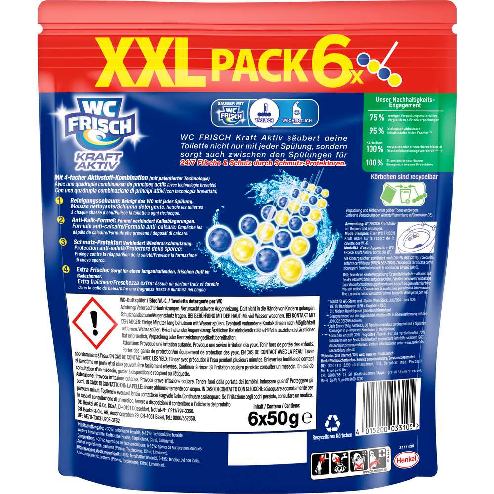 Produktabbildung WC Frisch Kraft Aktiv, Duftspüler Lemon, XXL Pack