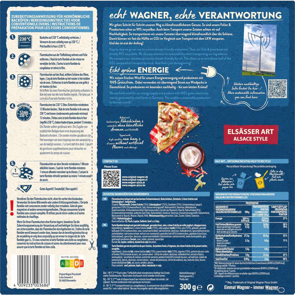 Produktabbildung Wagner Flammkuchen Elsässer Art, tiefgekühlt
