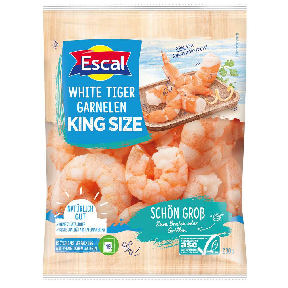 Produktabbildung Escal White Tiger Garnelen King Size, tiefgekühlt