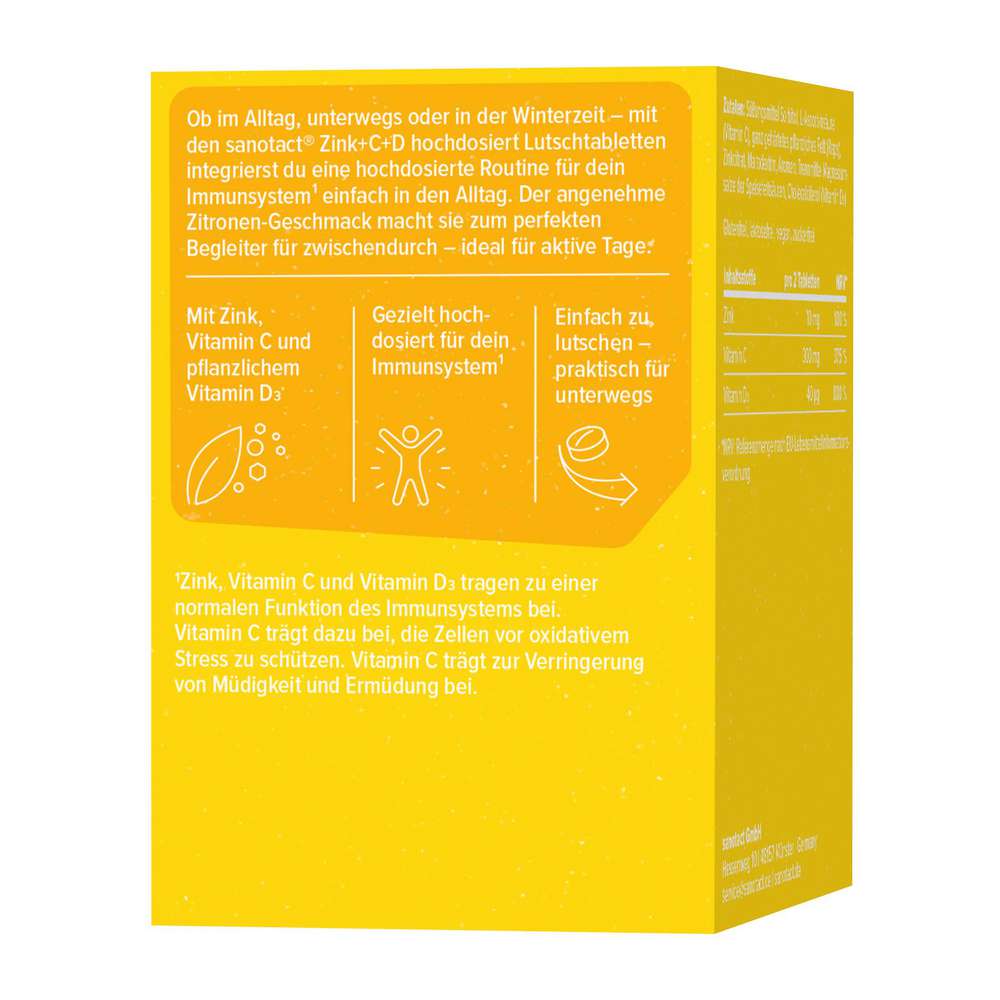 Produktabbildung sanotact Lutschtabletten Zink+C+D