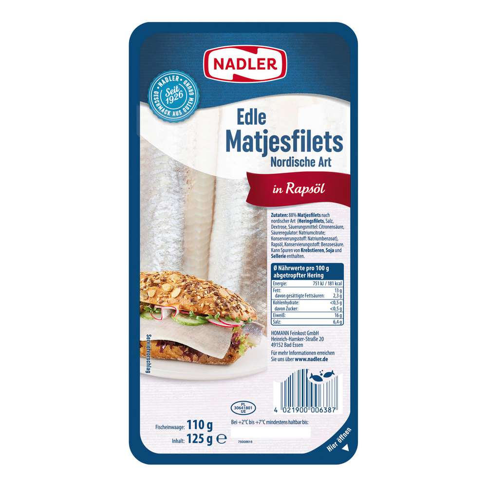 Produktabbildung Nadler Matjesfilet nach nordischer Art in Rapsöl