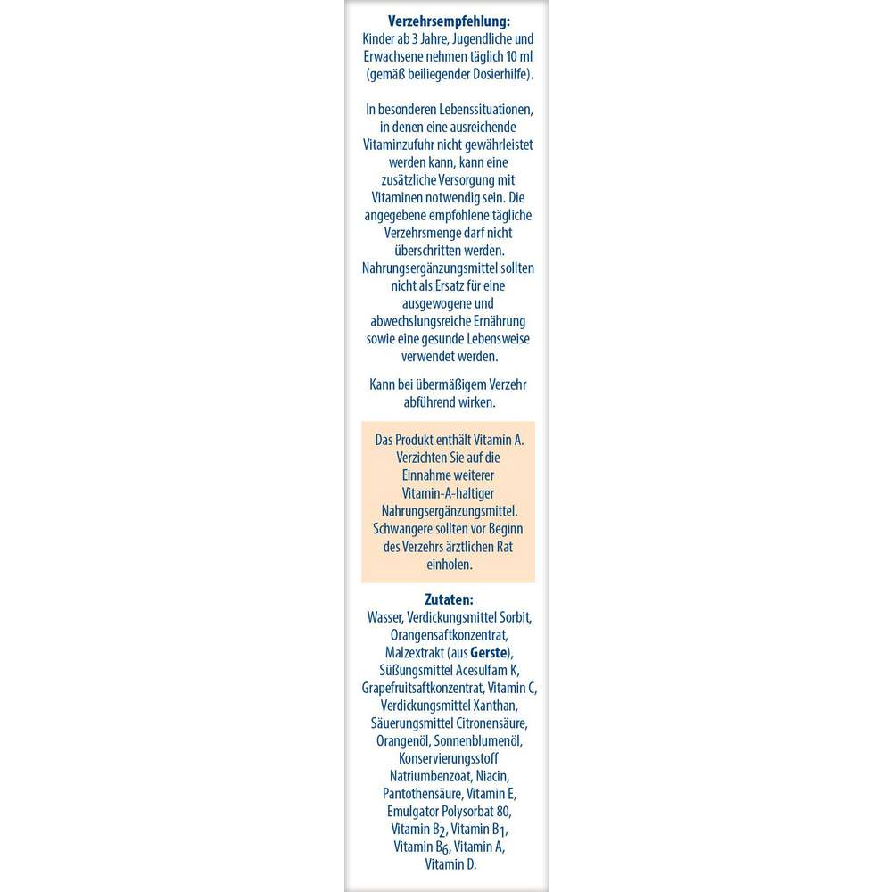 Produktabbildung Sanostol Multi-Vitamine ohne Zuckerzusatz, Orangengeschmack