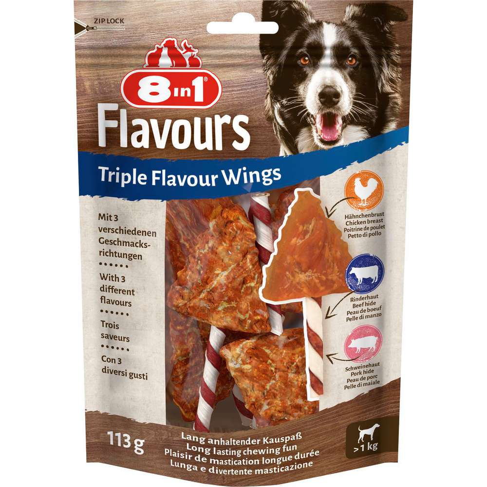 Produktabbildung 8in1 Hunde-Snack Triple Flavour, Flügel