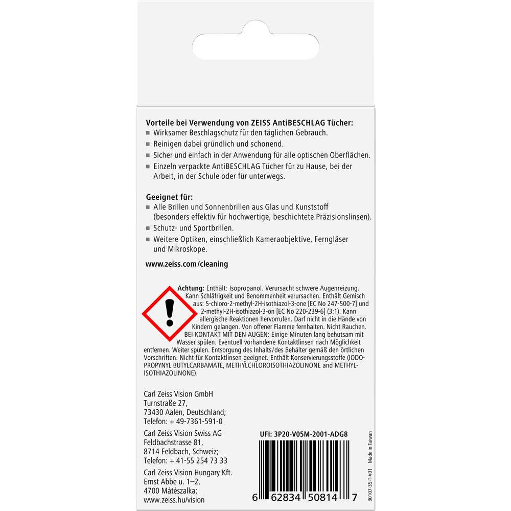 Produktabbildung Zeiss Antibeschlagtücher
