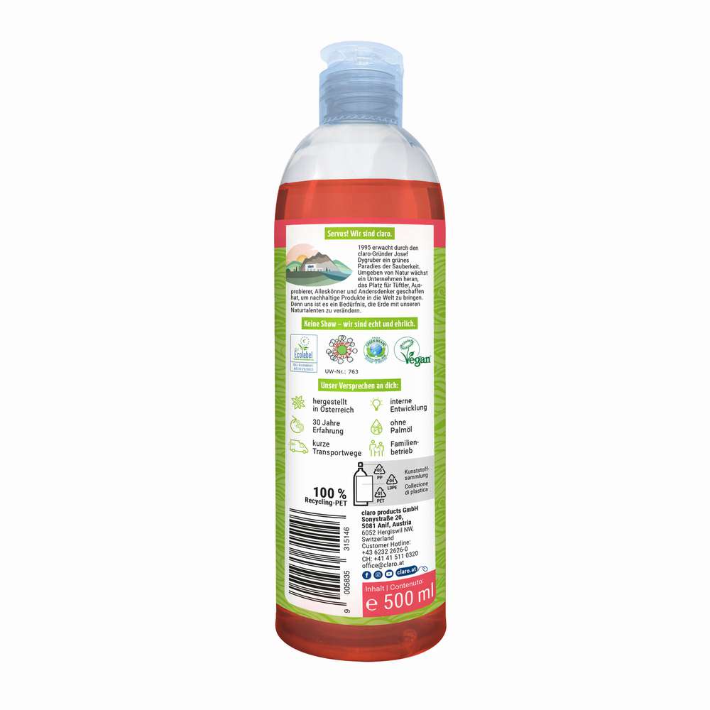 Produktabbildung claro Geschirrspülmittel, Rhabarber