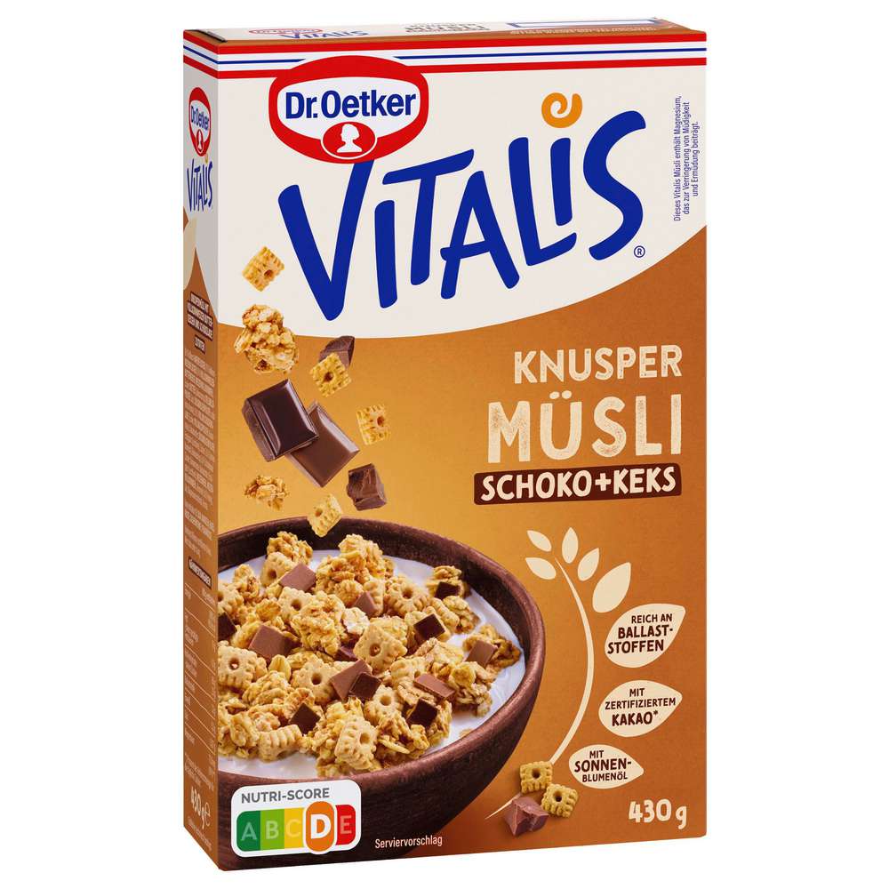 Produktabbildung Dr. Oetker Vitalis Knusper Müsli Schoko + Keks